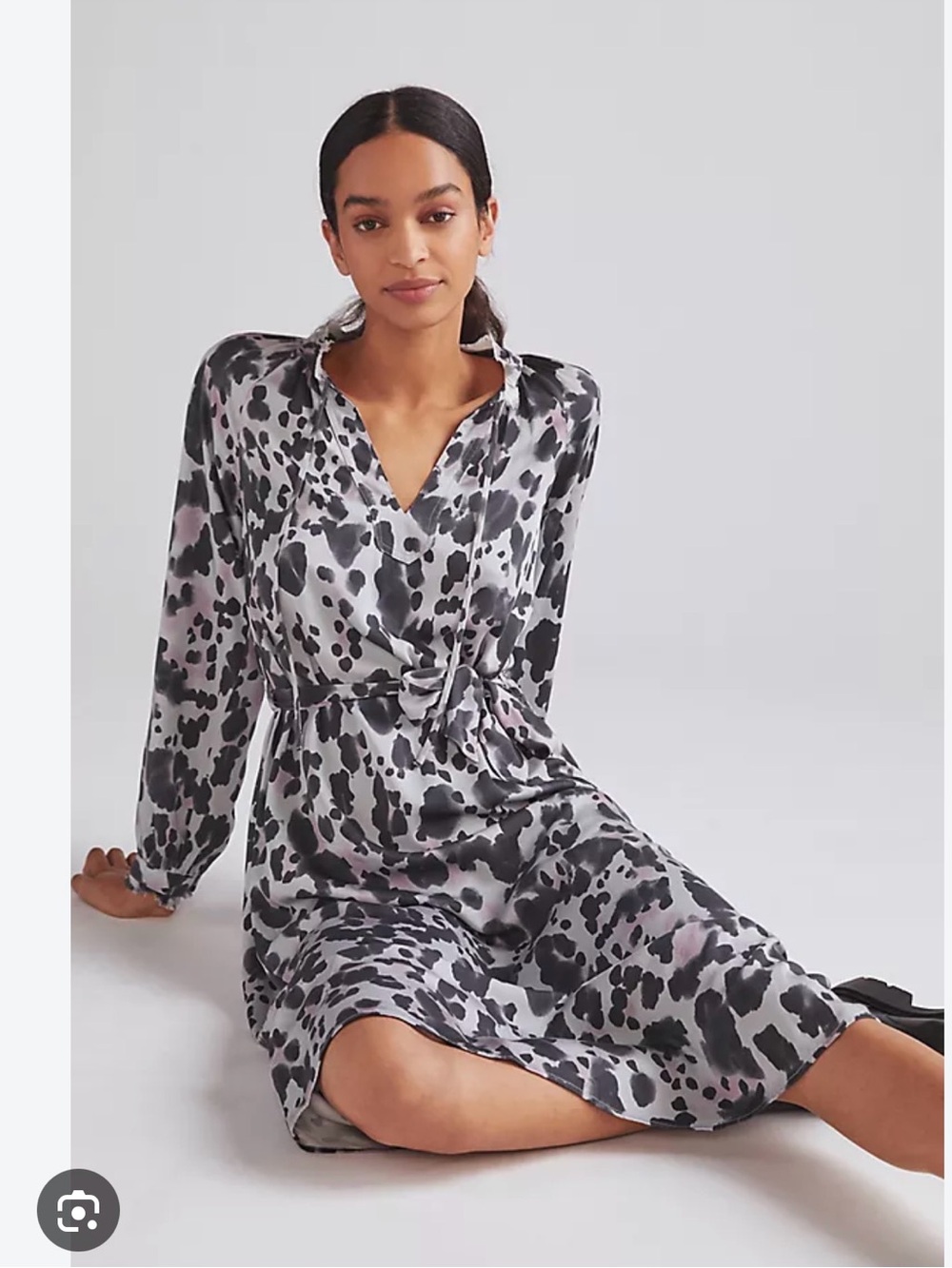 Cloth & Stone Light Gray Animal Print Wrap Maxi Dress leopard Anthropologie S